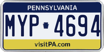 PA license plate MYP4694
