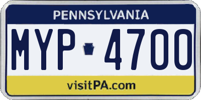 PA license plate MYP4700