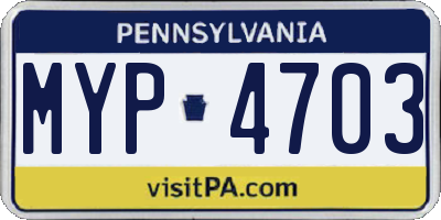 PA license plate MYP4703