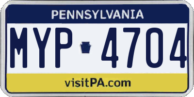 PA license plate MYP4704