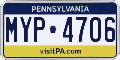 PA license plate MYP4706