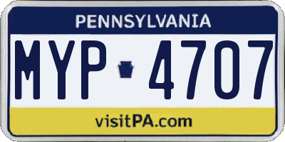 PA license plate MYP4707