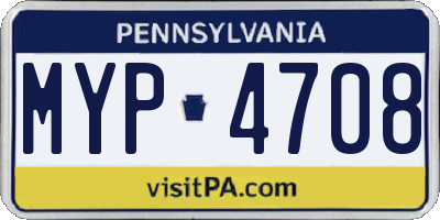PA license plate MYP4708