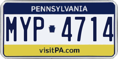 PA license plate MYP4714
