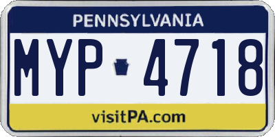 PA license plate MYP4718