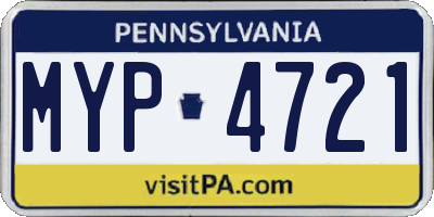 PA license plate MYP4721