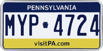 PA license plate MYP4724