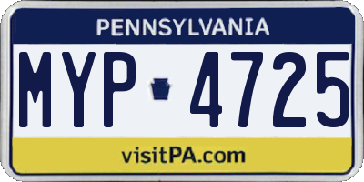 PA license plate MYP4725
