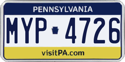 PA license plate MYP4726