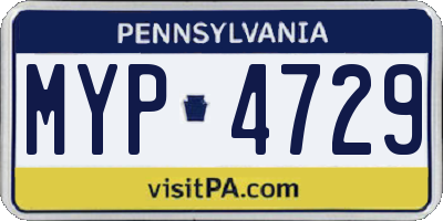 PA license plate MYP4729