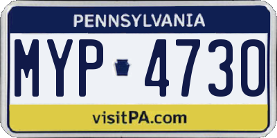 PA license plate MYP4730