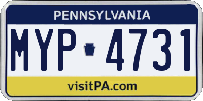 PA license plate MYP4731
