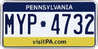 PA license plate MYP4732