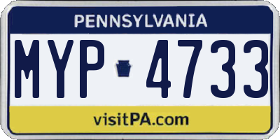 PA license plate MYP4733