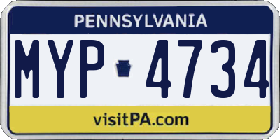 PA license plate MYP4734