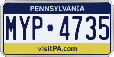 PA license plate MYP4735