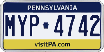 PA license plate MYP4742