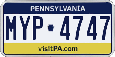PA license plate MYP4747