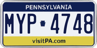 PA license plate MYP4748