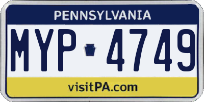 PA license plate MYP4749