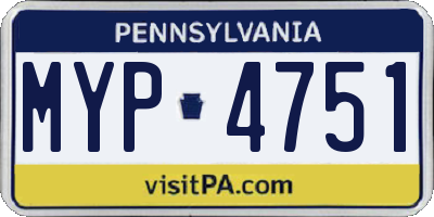 PA license plate MYP4751