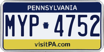 PA license plate MYP4752