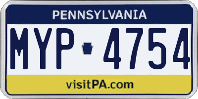 PA license plate MYP4754