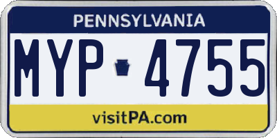 PA license plate MYP4755