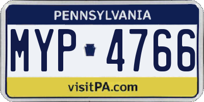 PA license plate MYP4766