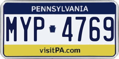 PA license plate MYP4769