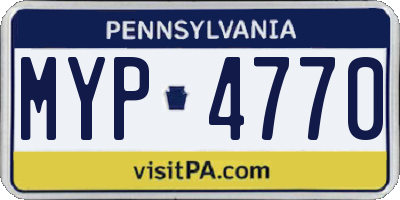 PA license plate MYP4770