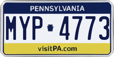 PA license plate MYP4773