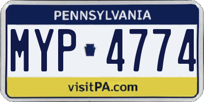PA license plate MYP4774
