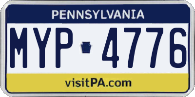PA license plate MYP4776