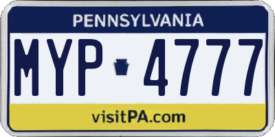PA license plate MYP4777