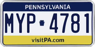 PA license plate MYP4781