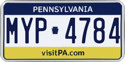 PA license plate MYP4784