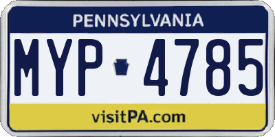 PA license plate MYP4785