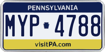 PA license plate MYP4788