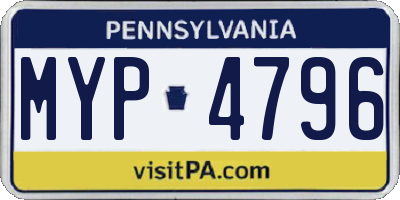 PA license plate MYP4796