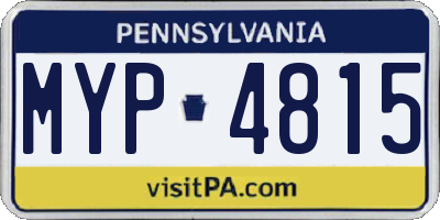 PA license plate MYP4815