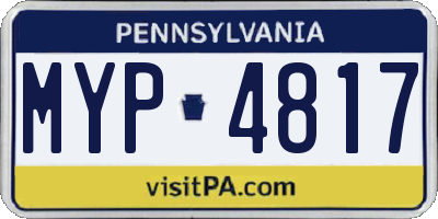 PA license plate MYP4817