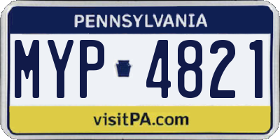 PA license plate MYP4821