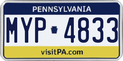 PA license plate MYP4833