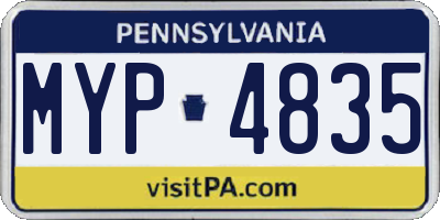 PA license plate MYP4835