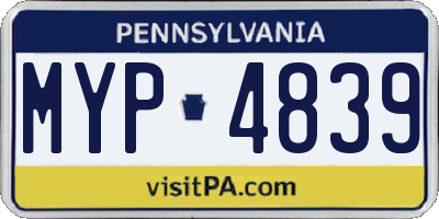 PA license plate MYP4839