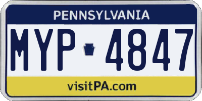 PA license plate MYP4847
