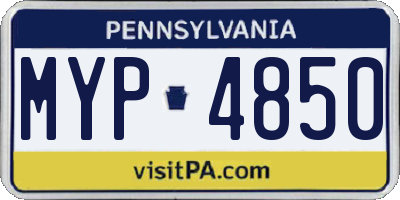 PA license plate MYP4850