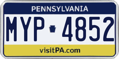 PA license plate MYP4852