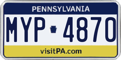 PA license plate MYP4870